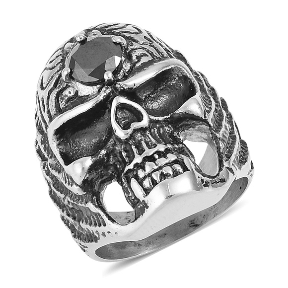 Other - Simulated Black Diamond  Gothic Skull Ring